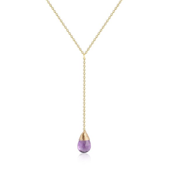 14K Gold Plated Sterling Silver Lariat Y Necklace Elegant Minimal Chic